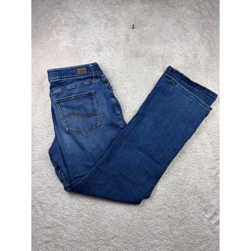 Lee Jeans Women's 14 Long Blue Mid Wash Bootcut Regular Fit Stretch